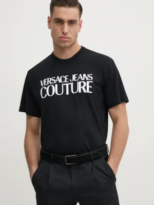 Versace Jeans Couture t-shirt bawełniany męski kolor czarny z nadrukiem 78GAHE05 CJ00E