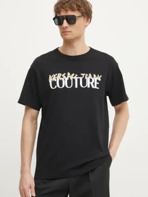 Versace Jeans Couture t-shirt bawełniany męski kolor czarny z nadrukiem 78GAHE06 CJ00E