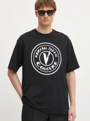 Versace Jeans Couture t-shirt bawełniany męski kolor czarny z nadrukiem 78GAHE08 CJ00E