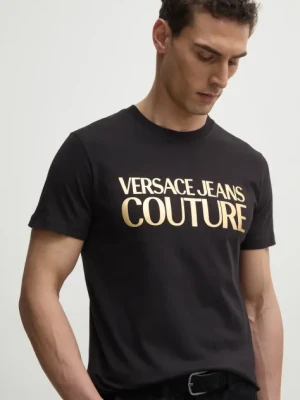 Versace Jeans Couture t-shirt bawełniany męski kolor czarny z nadrukiem 78GAHT05 CJ00T