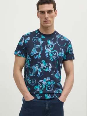 Zdjęcie produktu Versace Jeans Couture t-shirt bawełniany męski kolor granatowy wzorzysty 78GAH6S0 JS458