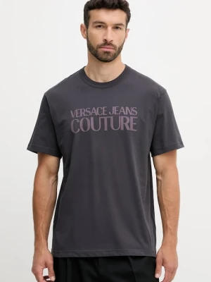 Versace Jeans Couture t-shirt bawełniany męski kolor szary z nadrukiem 79GAHE05 CJ00E