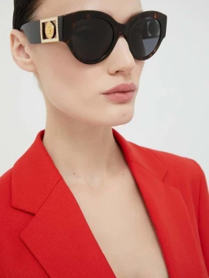 Versace okulary przeciwsłoneczne damskie kolor brązowy 0VE4438B