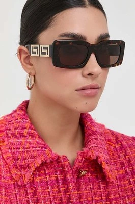 Versace okulary przeciwsłoneczne damskie kolor brązowy 0VE4444U