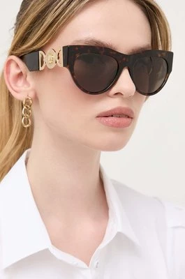 Versace okulary przeciwsłoneczne damskie kolor brązowy