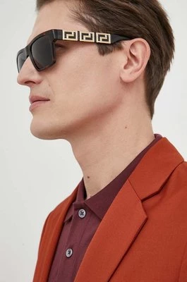 Versace okulary przeciwsłoneczne męskie kolor brązowy 0VE4445