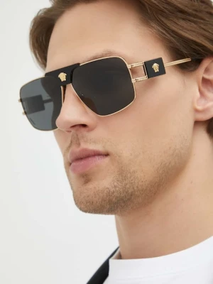 Versace okulary przeciwsłoneczne męskie kolor złoty 0VE2251