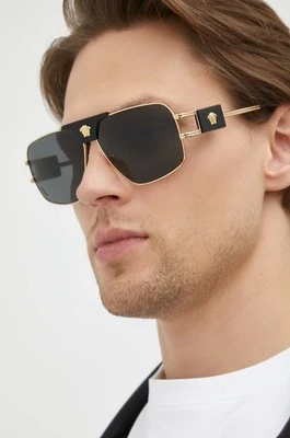 Versace okulary przeciwsłoneczne męskie kolor złoty 0VE2251