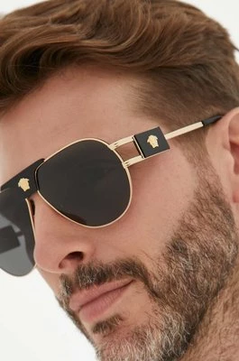 Versace okulary przeciwsłoneczne męskie kolor złoty 0VE2252