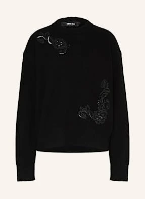 Versace Sweter Z Cekinami schwarz