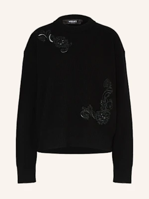 Versace Sweter Z Cekinami schwarz