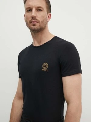 Versace t-shirt bawełniany męski kolor czarny z nadrukiem AUU01005 1A10011