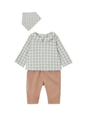 vertbaudet 3-częściowy zestaw w kolorze błękitno-biało-jasnobrązowym rozmiar: 86