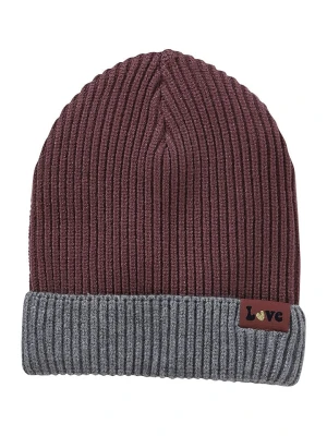 vertbaudet Czapka w kolorze szaro-bordowym rozmiar: 104-116