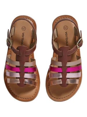 vertbaudet Skórzane sandały w kolorze brązowym rozmiar: 24
