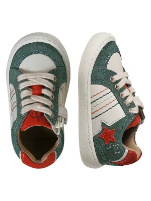 vertbaudet Skórzane sneakersy "Tokyo" w kolorze kremowo-zielonym rozmiar: 21