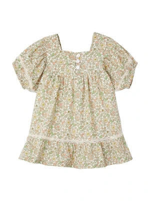 vertbaudet Sukienka w kolorze kremowo-pomarańczowo-zielonym rozmiar: 92