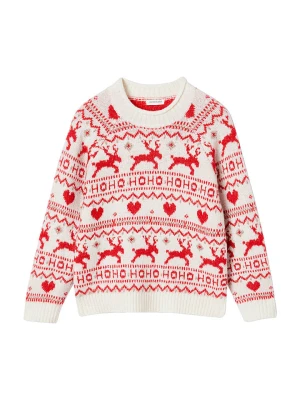 vertbaudet Sweter w kolorze biało-czerwonym rozmiar: 128