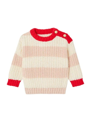 vertbaudet Sweter w kolorze kremowo-jasnoróżowo-czerwonym rozmiar: 80