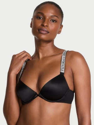 Very Sexy Biustonosz lekko usztywniany z błyszczącymi ramiączkami Shine Strap Demi Victoria's Secret Czarny