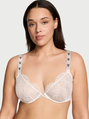 Very Sexy Biustonosz nieusztywniany koronkowy z błyszczącymi ramiączkami Shine Strap Demi Victoria's Secret