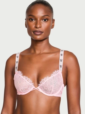 Very Sexy Biustonosz nieusztywniany koronkowy z błyszczącymi ramiączkami Shine Strap Demi Victoria's Secret Różowy