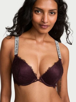 Very Sexy Biustonosz push-up koronkowy powiększający o 2 rozmiary Bombshell Shine Strap Victoria's Secret Fioletowy
