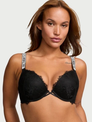Very Sexy Biustonosz push-up koronkowy z błyszczącymi ramiączkami Shine Strap Victoria's Secret
