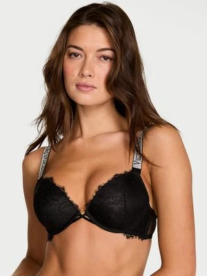 Very Sexy Biustonosz push-up koronkowy z błyszczącymi ramiączkami Shine Strap Victoria's Secret