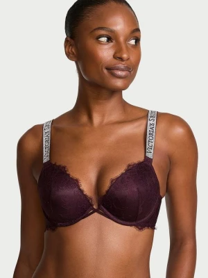 Very Sexy Biustonosz push-up koronkowy z błyszczącymi ramiączkami Shine Strap Victoria's Secret Fioletowy