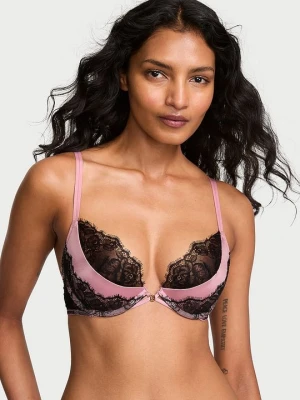 Very Sexy Biustonosz push-up ze wstawkami z koronki Envy Low-Cut Victoria's Secret Różowy