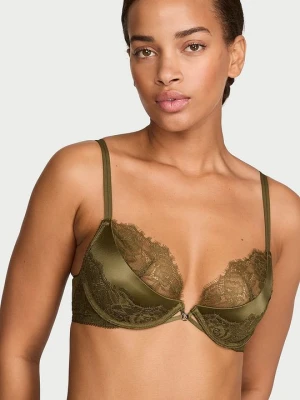 Very Sexy Biustonosz push-up ze wstawkami z koronki Envy Low-Cut Victoria's Secret Zielony