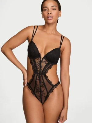 Very Sexy Body koronkowe z wypełnieniem push-up Victoria's Secret Czarny