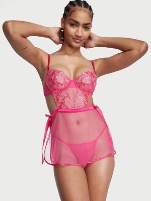 Very Sexy Fartuszek i stringi Wicked Shimmer Heart Embroidery Victoria's Secret