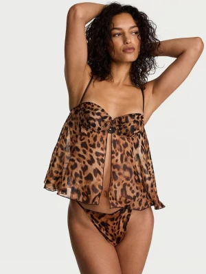 Very Sexy Halka i stringi z szyfonu Geo Leo Babydoll Victoria's Secret