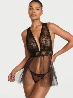 Very Sexy Halka koronkowa i stringi Victoria's Secret Czarny