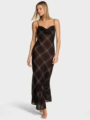 Very Sexy Koszula nocna szyfonowa sukienka maxi Tartan Victoria's Secret