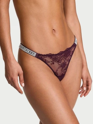 Very Sexy Majtki brazyliany koronkowe z błyszczącymi paskami Shine Strap Brazilian Victoria's Secret Fioletowy