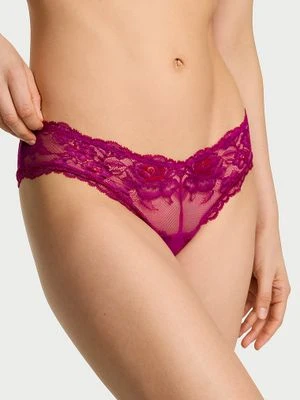 Very Sexy Majtki koronkowe z wysoko wyciętymi nogawkami Rose Lace Cheeky Victoria's Secret