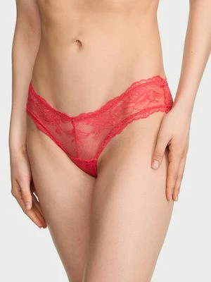 Very Sexy Majtki koronkowe z wysoko wyciętymi nogawkami Rose Lace Cheeky Victoria's Secret