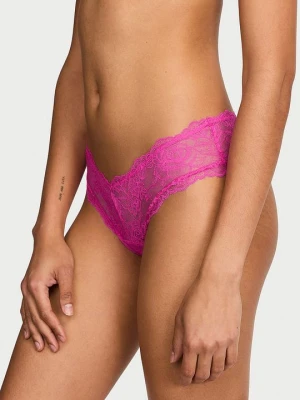 Very Sexy Majtki koronkowe z wysoko wyciętymi nogawkami Rose Lace Cheeky Victoria's Secret Różowy