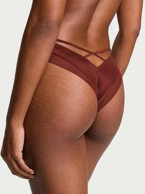 Very Sexy Majtki z paseczkami z tyłu Sheer Reveal Cheeky Victoria's Secret Brązowy