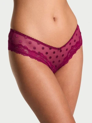 Very Sexy Majtki z siateczki z koronką na krawędziach Sheer Heritage Dot Cheeky Victoria's Secret