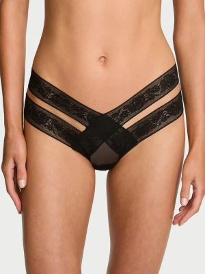 Very Sexy Majtki z wycięciami i z koronką Strappy Cut-Out Cheeky Victoria's Secret Czarny