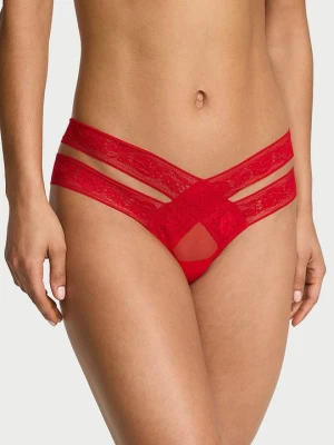 Very Sexy Majtki z wycięciami i z koronką Strappy Cut-Out Cheeky Victoria's Secret Czerwony