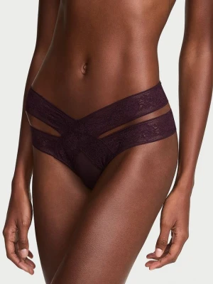 Very Sexy Majtki z wycięciami i z koronką Strappy Cut-Out Cheeky Victoria's Secret Fioletowy
