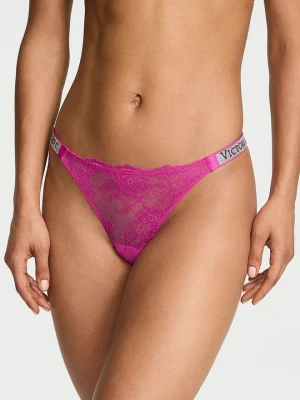 Very Sexy Stringi koronkowe z błyszczącymi paskami Shine Strap Victoria's Secret Różowy