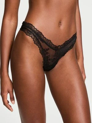 Very Sexy Stringi koronkowe z wysoko wyciętymi nogawkami Rose Lace Victoria's Secret