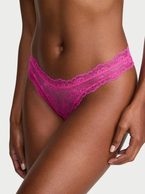 Very Sexy Stringi koronkowe z wysoko wyciętymi nogawkami Rose Lace Victoria's Secret Różowy