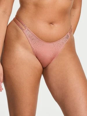 Very Sexy Stringi z kryształkami Sparkle Crystal Shine Strap Victoria's Secret Brązowy